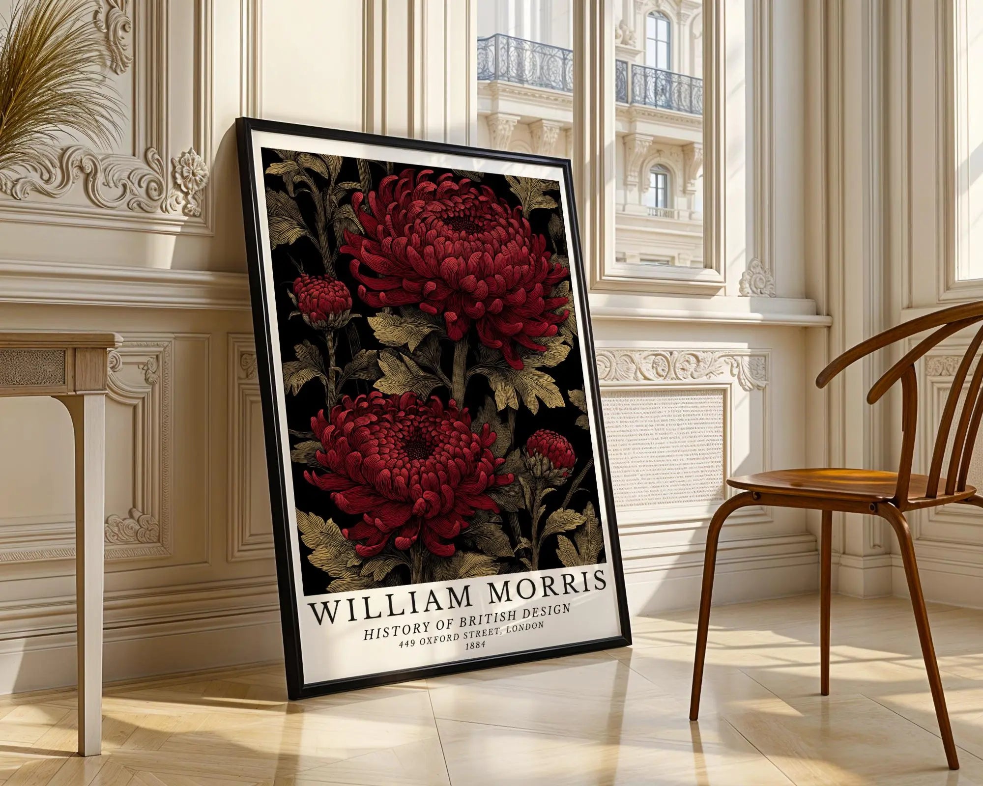 William Morris Print Red Chrysanthemum Art  • Vintage Botanical Poster wall art print, modern home decor, unframed artwork by Nomad & Nest