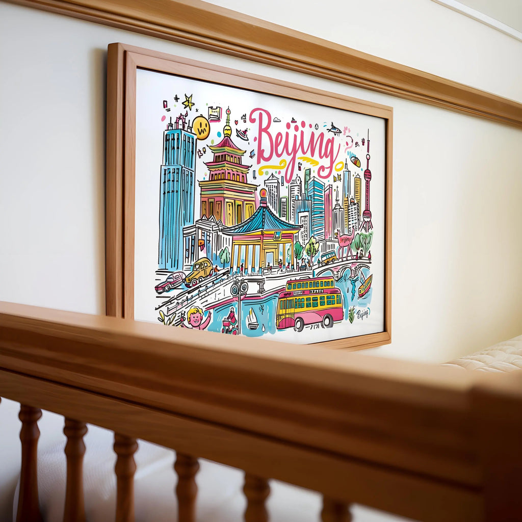 Beijing China Travel Poster | Colorful Asian City Art Print wall art print, modern home decor, unframed artwork by Nomad & Nest