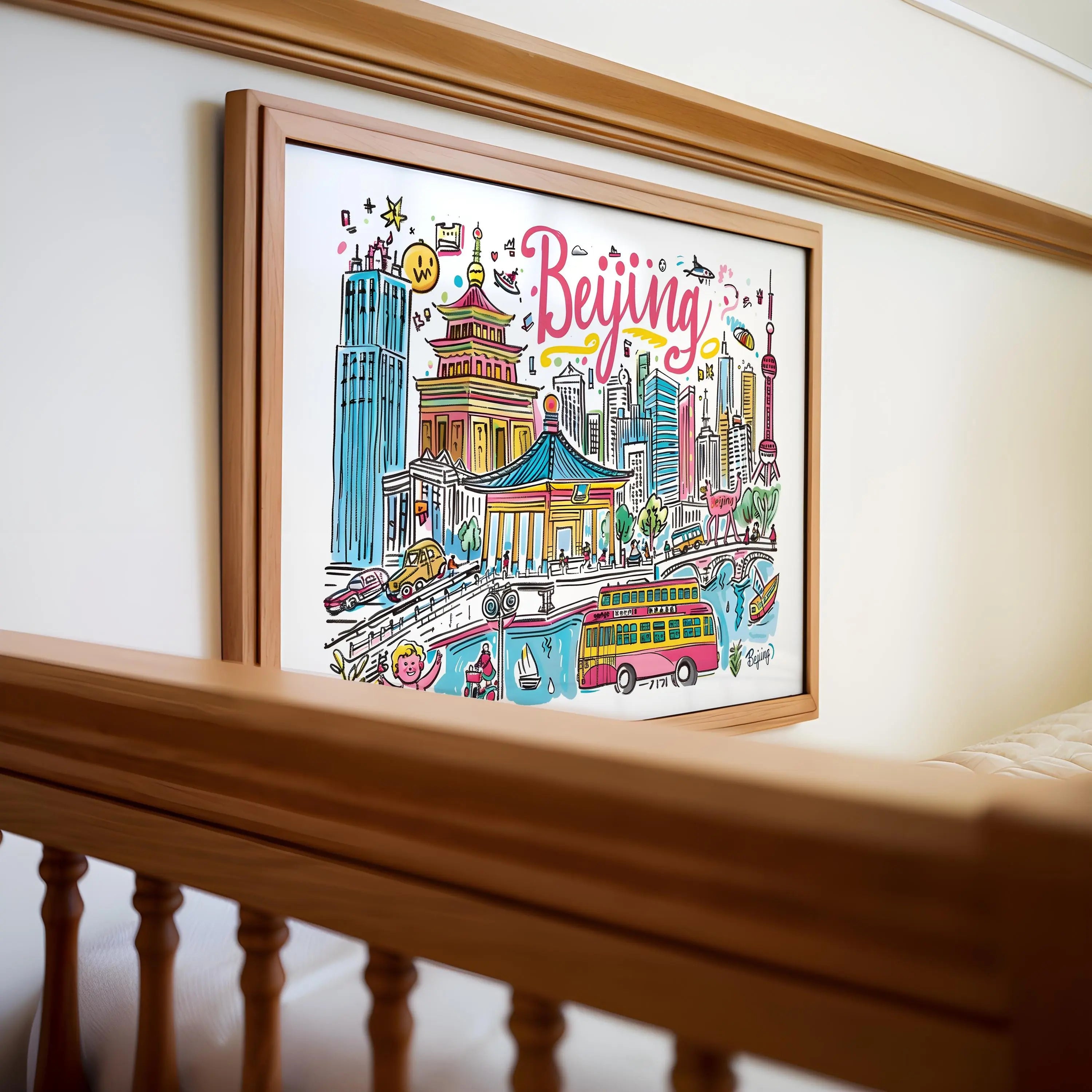 Beijing China Travel Poster | Colorful Asian City Art Print wall art print, modern home decor, unframed artwork by Nomad & Nest