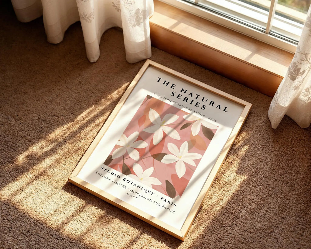 White Blossoms Art Print • Modern Botanical on Rose wall art print, modern home decor, unframed artwork by Nomad & Nest