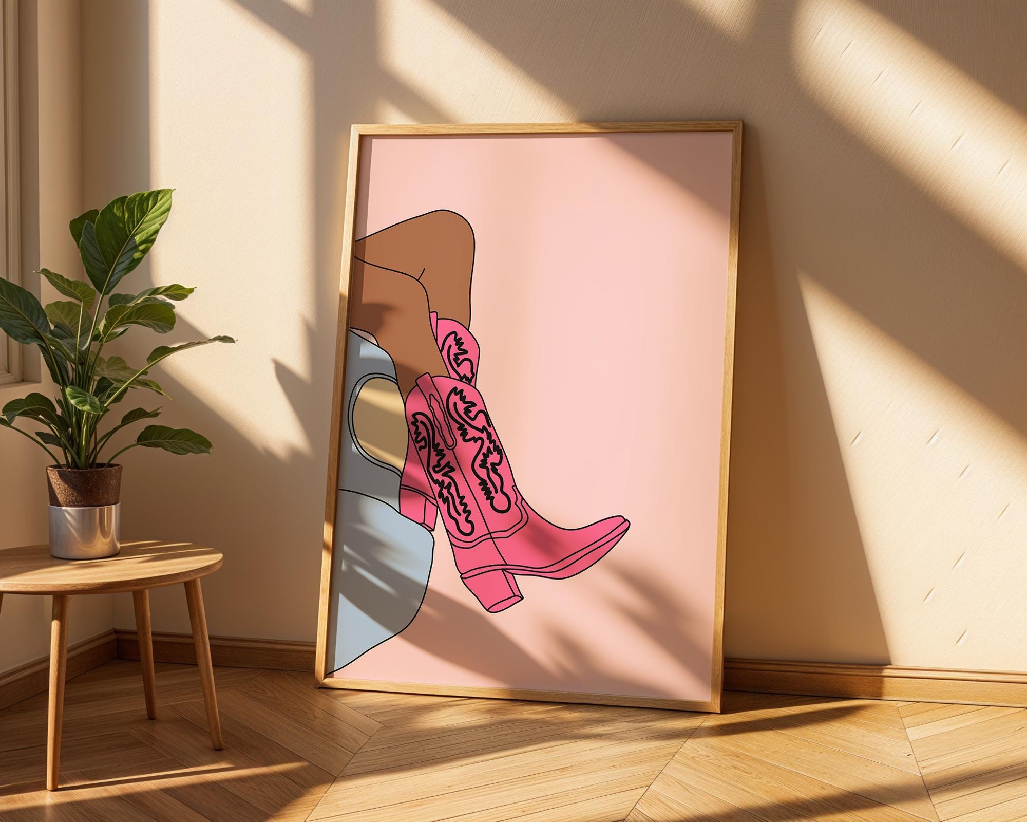 Pink Cowboy Boots Art Print | Coastal Cowgirl Wall Decor wall art print, modern home decor, unframed artwork by Nomad & Nest