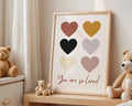 Playroom Ideas | You Are So Loved Nursery Print | Neutral Heart Wall Art wall art print, modern home decor, unframed artwork by Nomad & Nest