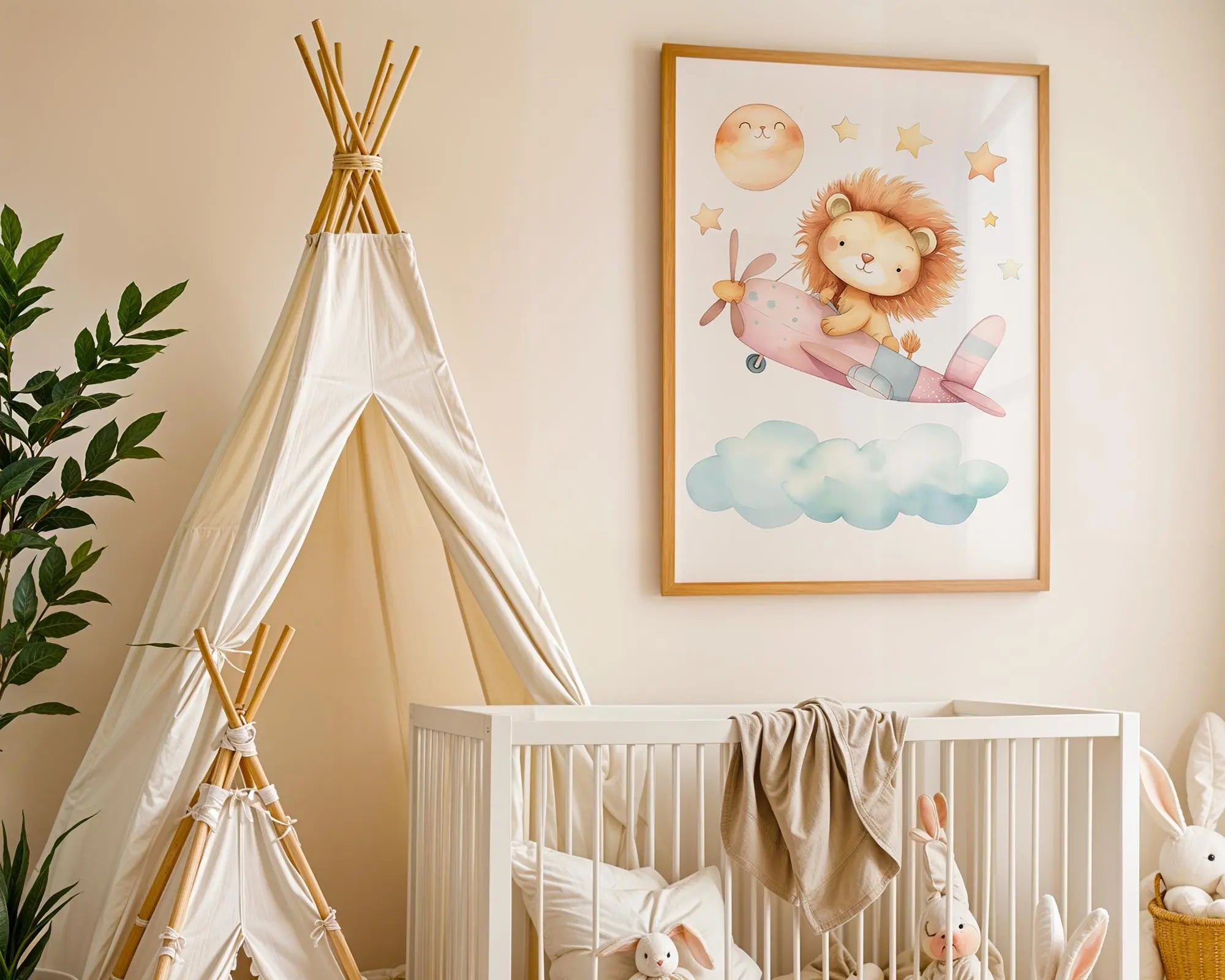 Playroom Ideas | Lion Airplane Nursery Print | Adventure Safari Wall Art wall art print, modern home decor, unframed artwork by Nomad & Nest