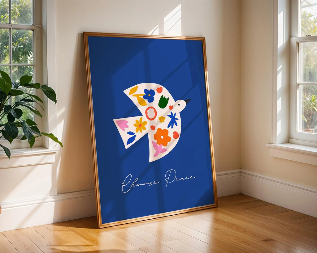 Peace Dove Art Print | Colorful Scandinavian Poster, Modern Home Decor wall art print, modern home decor, unframed artwork by Nomad & Nest