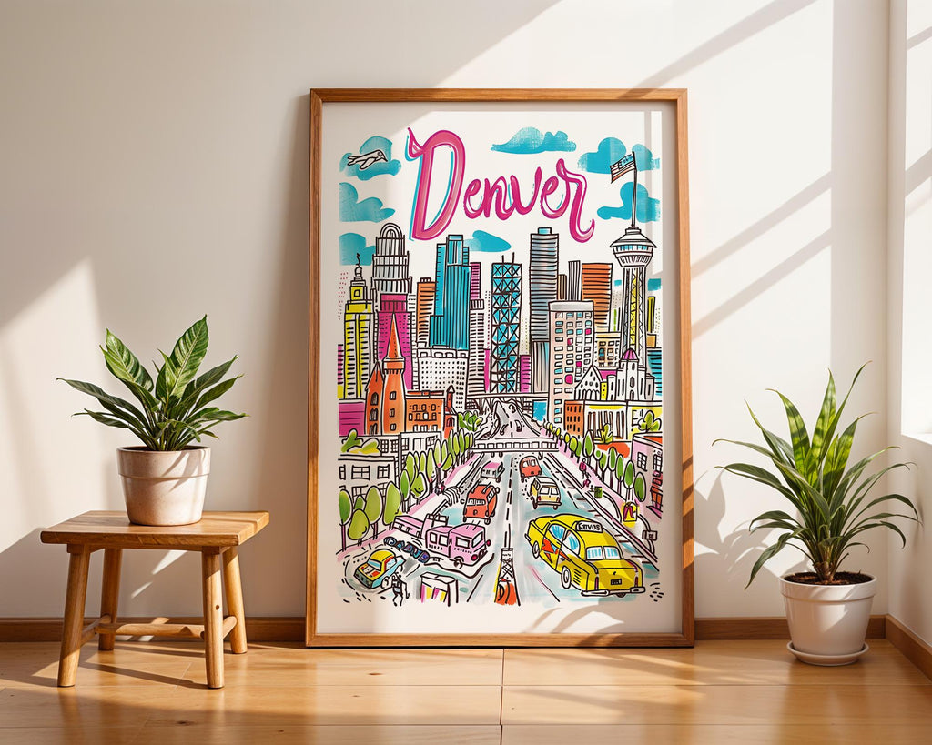 Denver Colorado City Skyline Art Print | Modern Travel Poster wall art print, modern home decor, unframed artwork by Nomad & Nest