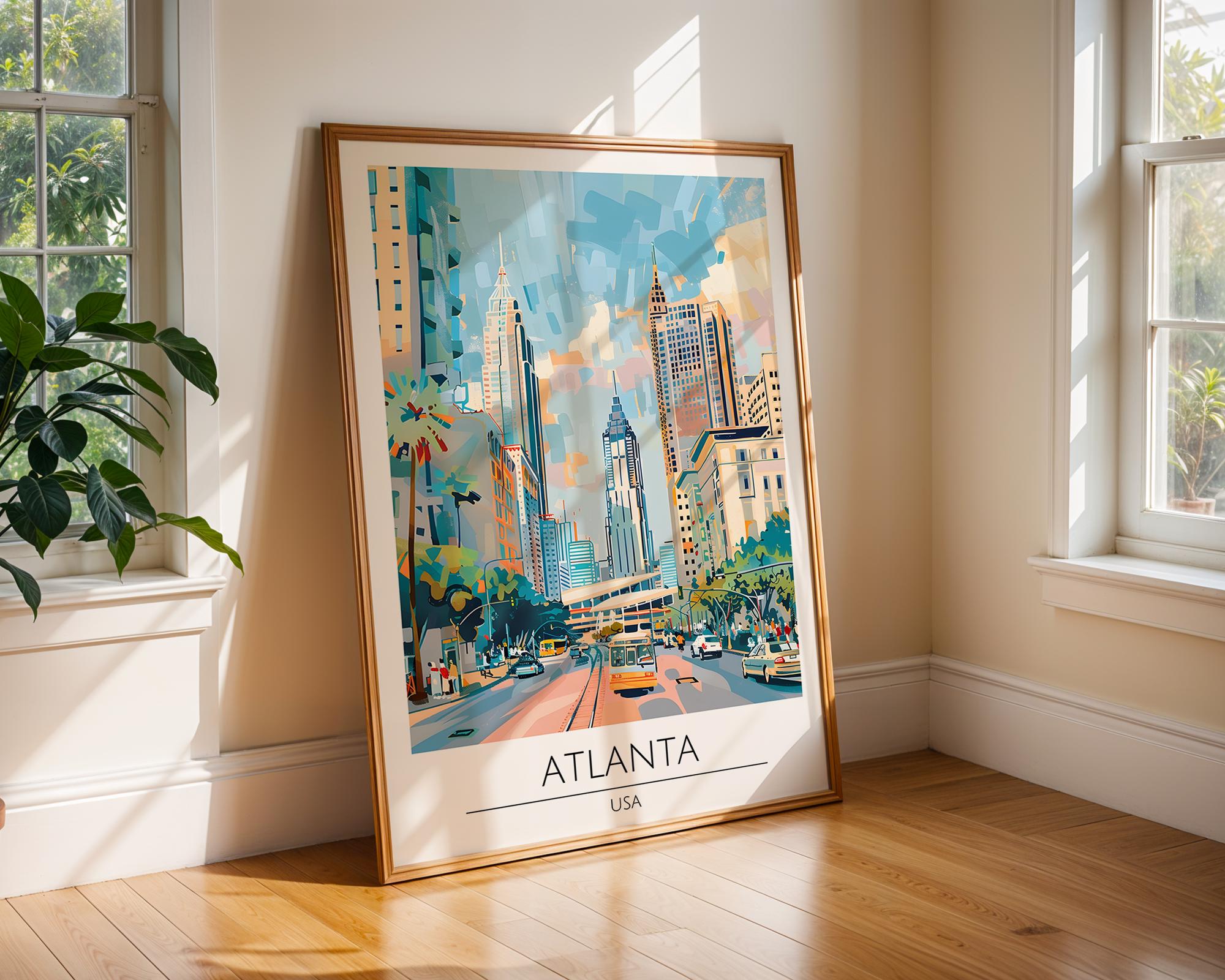 Atlanta Skyline Art Print | Colorful Southern USA Travel Poster wall art print, modern home decor, unframed artwork by Nomad & Nest