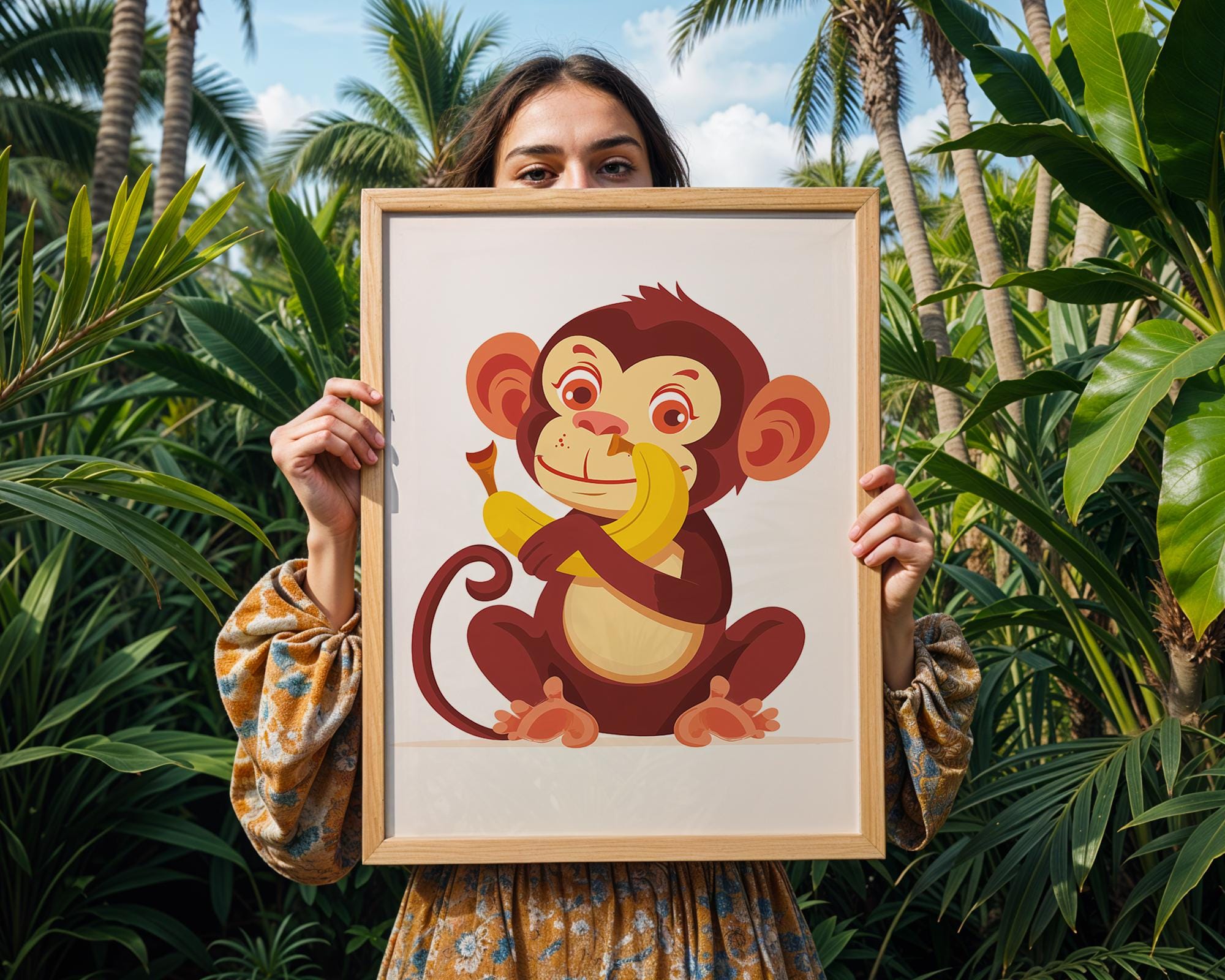 Playful Monkey Print | Jungle Nursery Wall Art wall art print, modern home decor, unframed artwork by Nomad & Nest