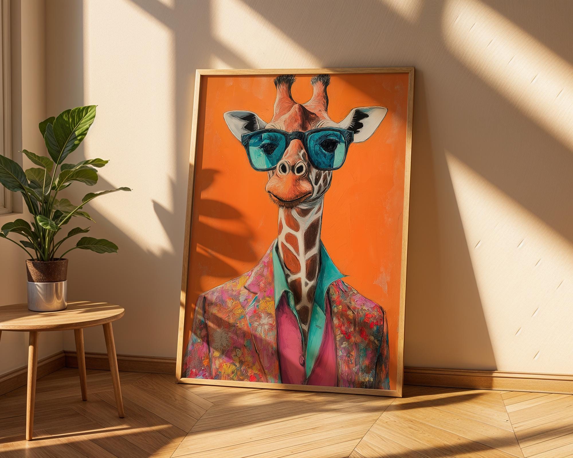 Giraffe in Sunglasses Wall Art | Retro Pop Print wall art print, modern home decor, unframed artwork by Nomad & Nest