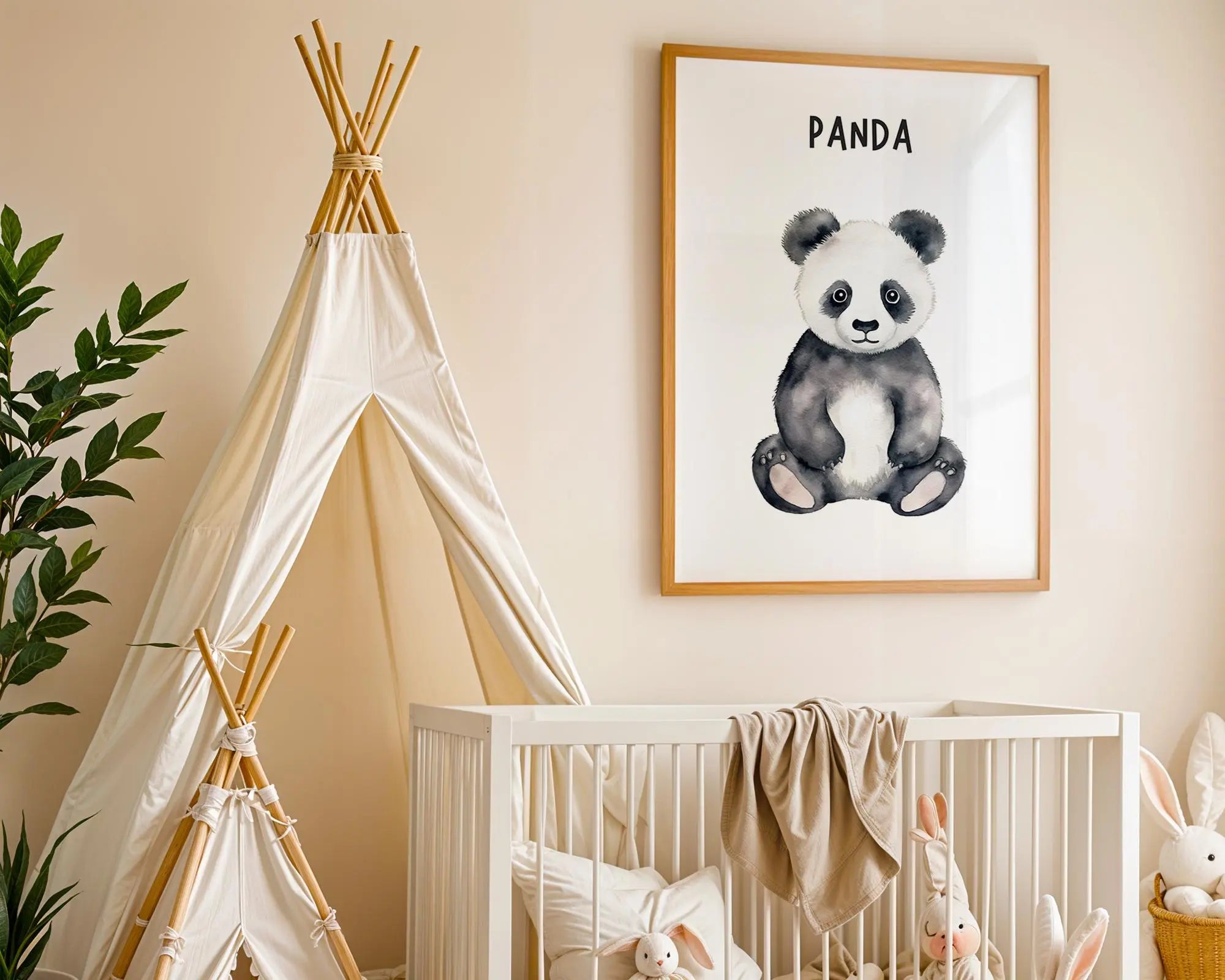 Playroom Ideas | Panda Nursery Wall Art | Neutral Animal Baby Illustration wall art print, modern home decor, unframed artwork by Nomad & Nest