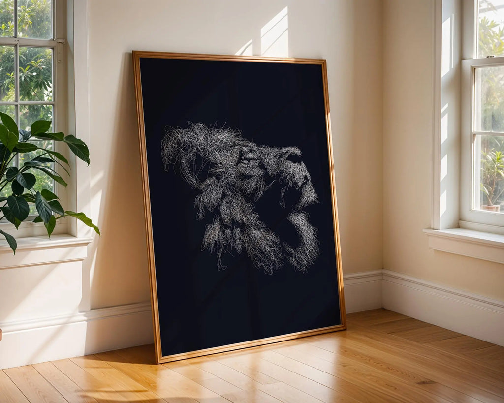 Lion Line Art Print | Abstract Minimalist Animal Poster wall art print, modern home decor, unframed artwork by Nomad & Nest
