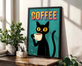 Positive Emotion | Coffee Cat Wall Art Print | Kitchen Illustration wall art print, modern home decor, unframed artwork by Nomad & Nest