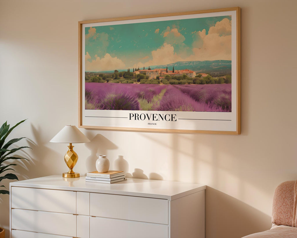 Provence Lavender Field Print | French Country Landscape Poster wall art print, modern home decor, unframed artwork by Nomad & Nest