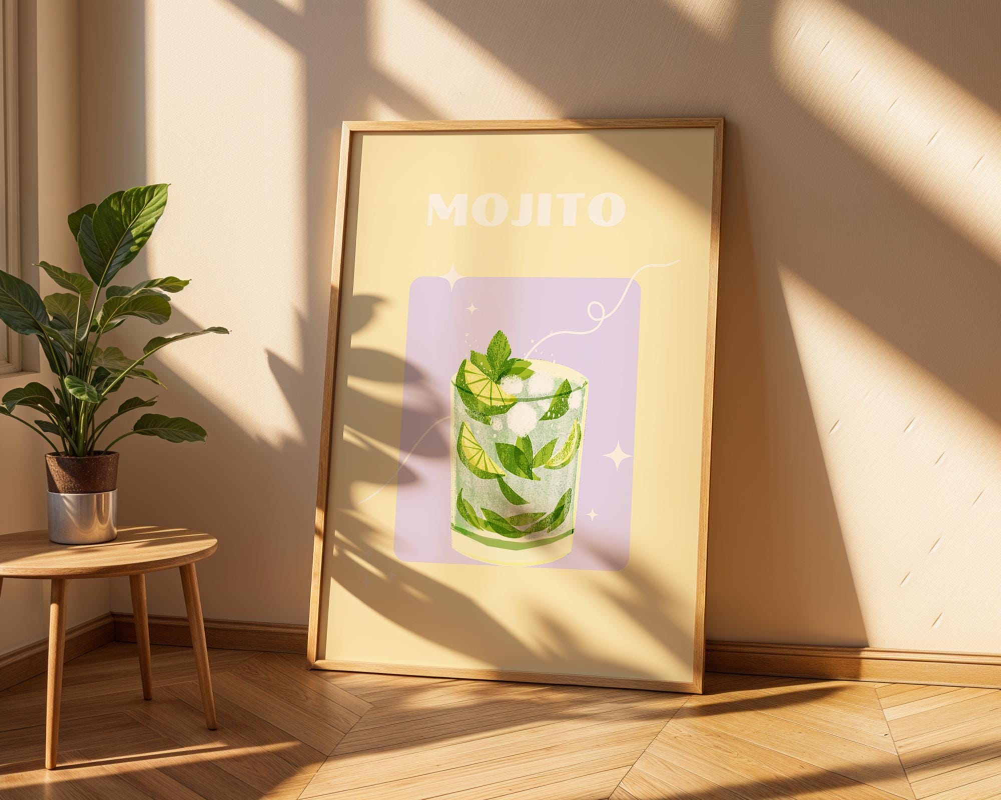 Mojito Cocktail Art Print | Tropical Bar Decor wall art print, modern home decor, unframed artwork by Nomad & Nest