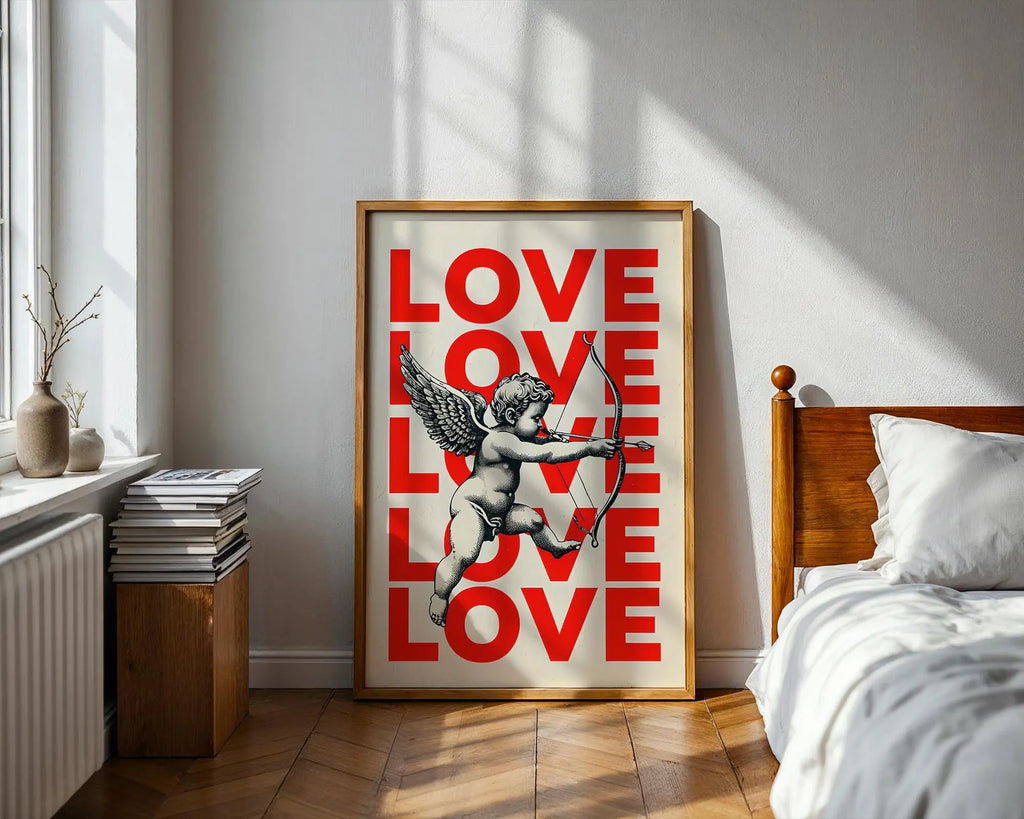 Cupid Love Poster | Romantic Vintage Illustration wall art print, modern home decor, unframed artwork by Nomad & Nest