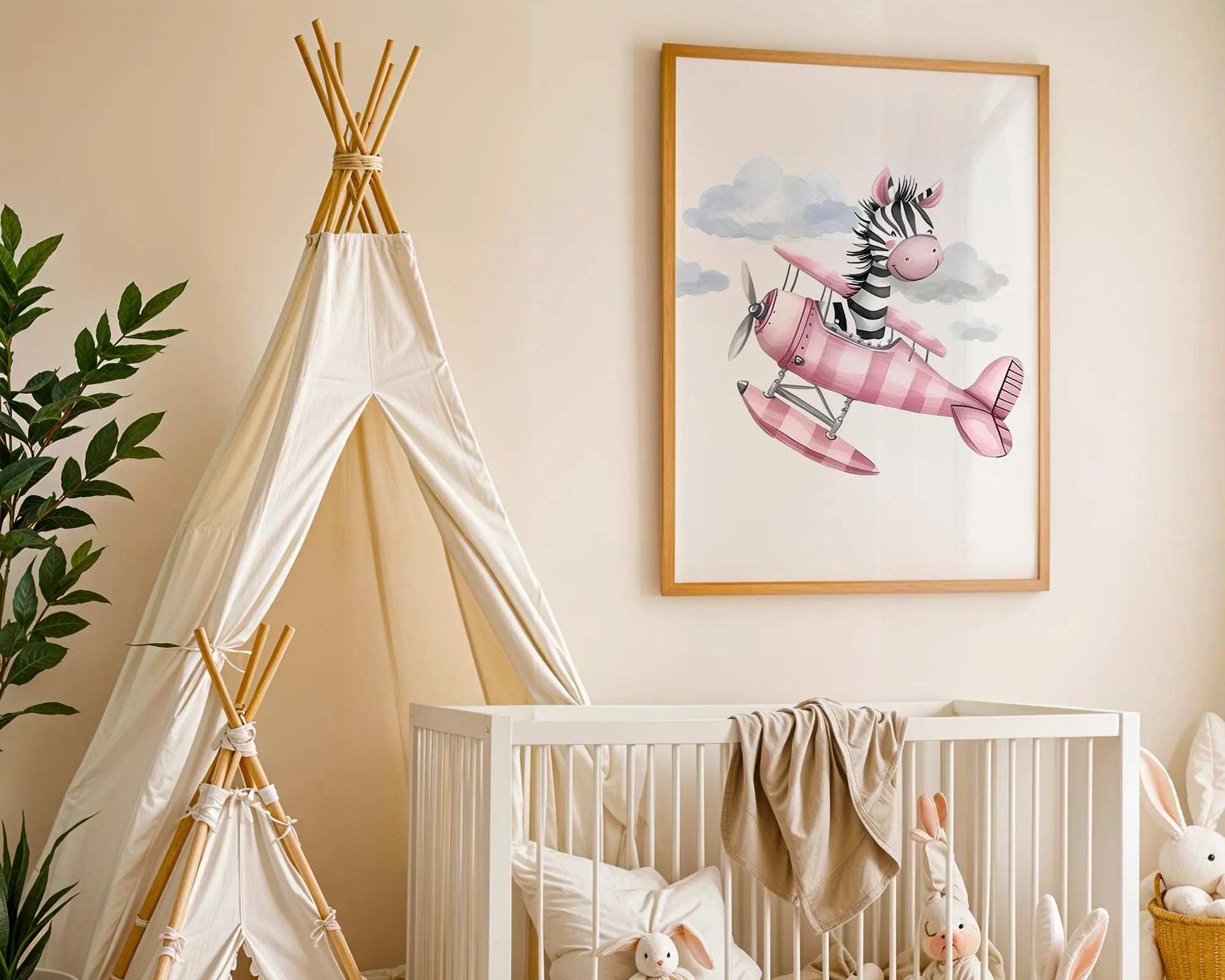 Playroom Ideas | Zebra Airplane Nursery Print | Adventure Animal Wall Art wall art print, modern home decor, unframed artwork by Nomad & Nest