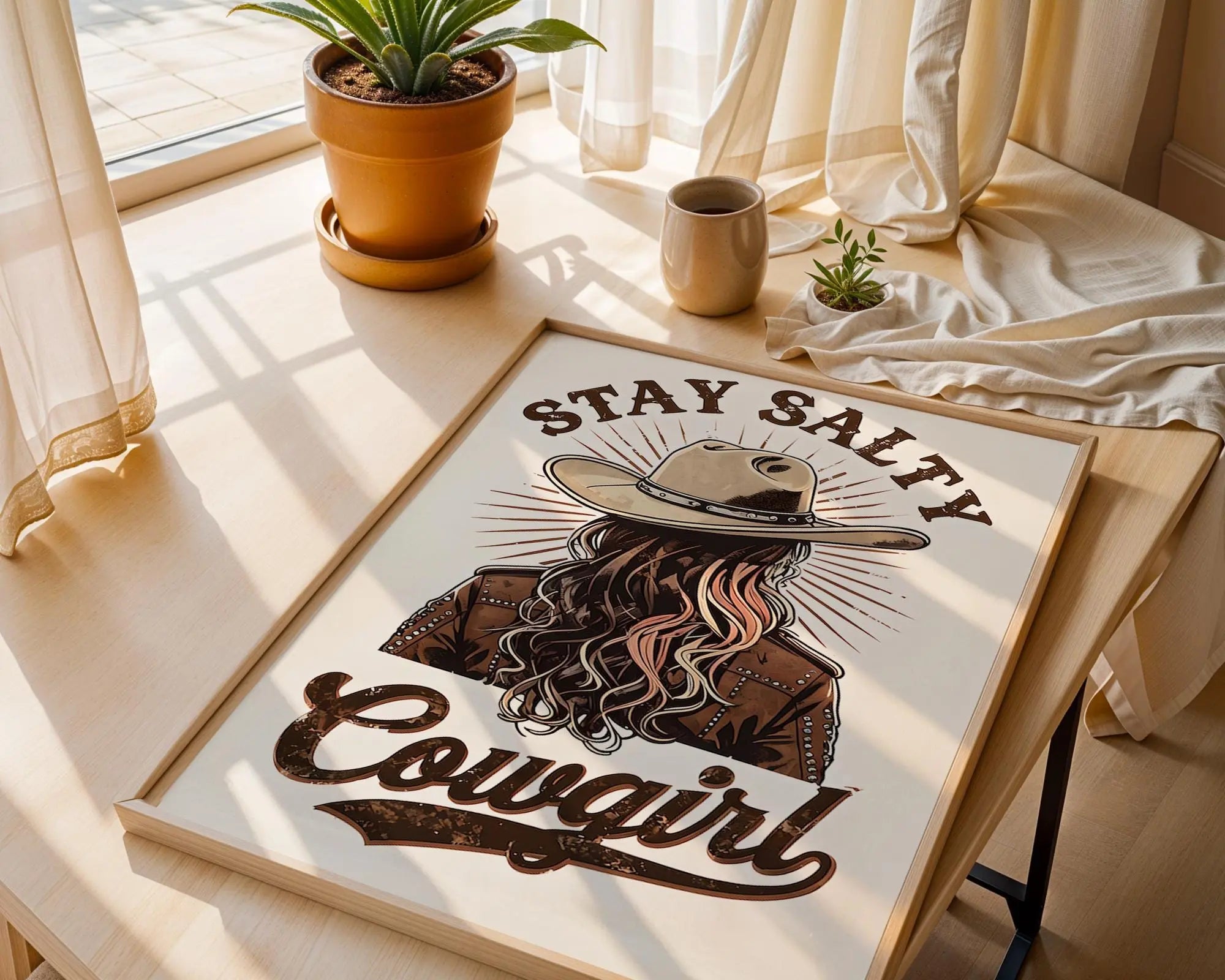 Stay Salty Cowgirl Print – Western Coastal Wall Art wall art print, modern home decor, unframed artwork by Nomad & Nest