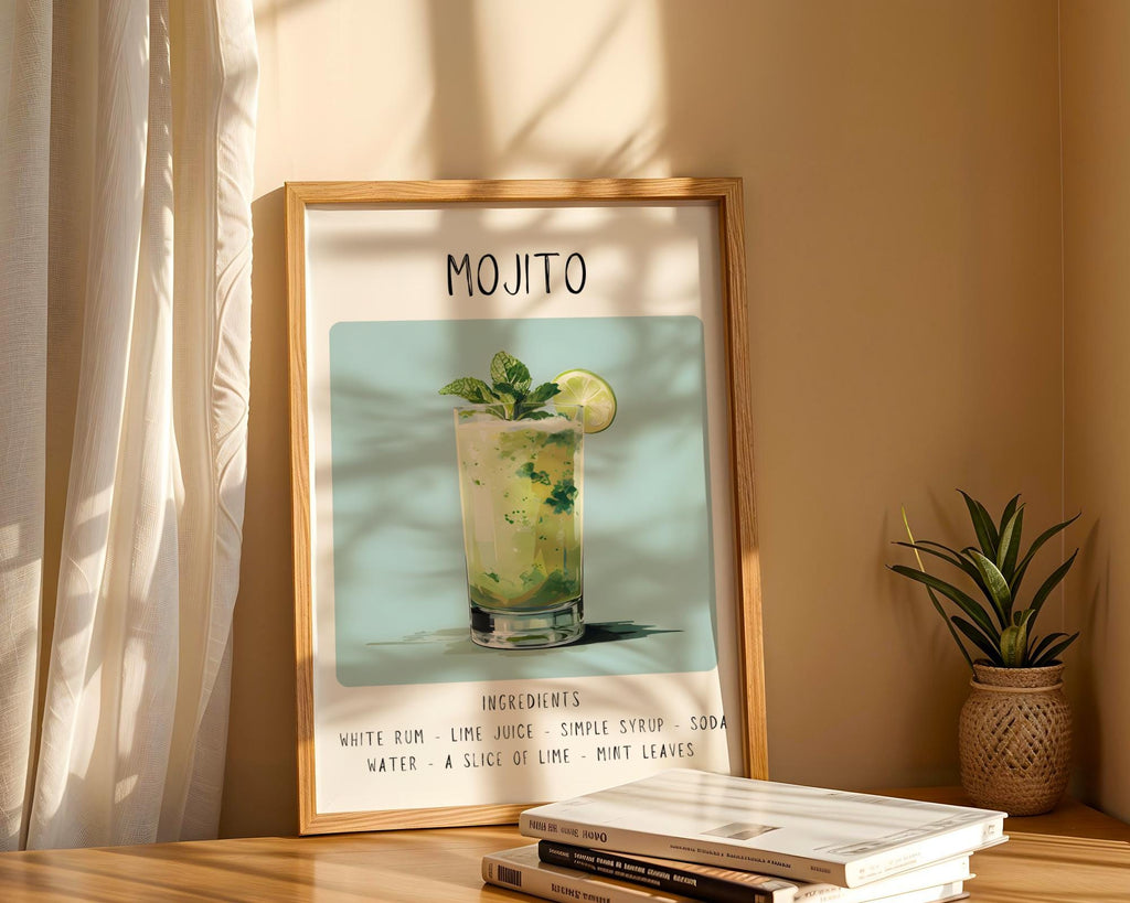Mojito Cocktail Art Print | Minimalist Bar Cart Decor wall art print, modern home decor, unframed artwork by Nomad & Nest