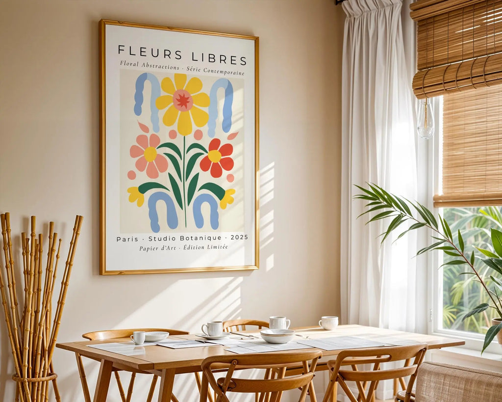 Folk Art Floral Print | Colorful Abstract Flower Poster wall art print, modern home decor, unframed artwork by Nomad & Nest