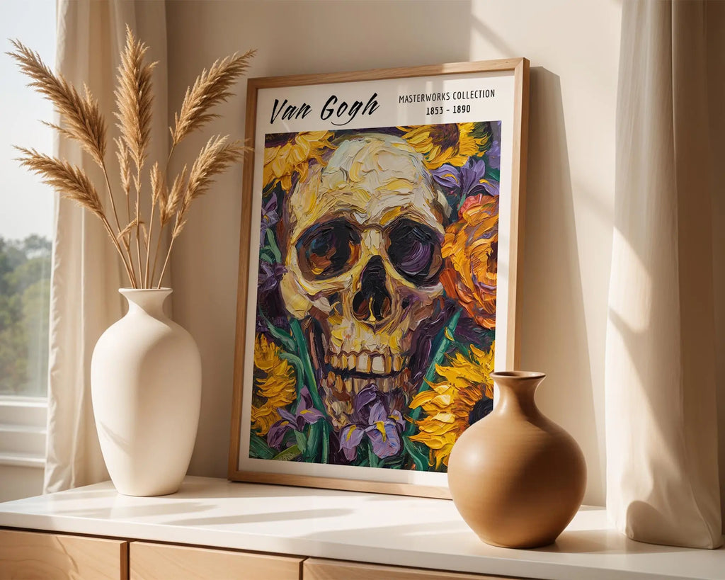 Van Gogh Print | Skull with Flowers  | Gothic Expressionist Wall Art wall art print, modern home decor, unframed artwork by Nomad & Nest