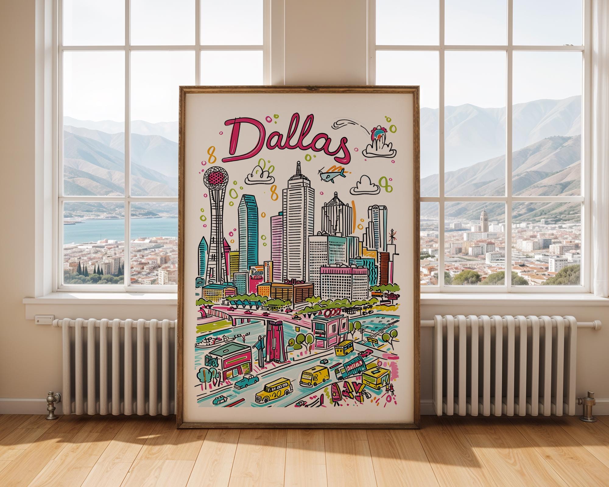 Dallas Texas Skyline Art Print | Colorful Cityscape Poster wall art print, modern home decor, unframed artwork by Nomad & Nest