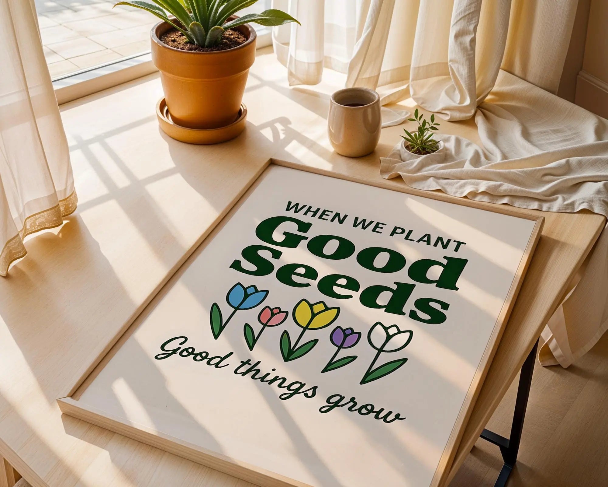 Positive Emotion | When We Plant Seeds Good Things Grow – Garden Quote wall art print, modern home decor, unframed artwork by Nomad & Nest
