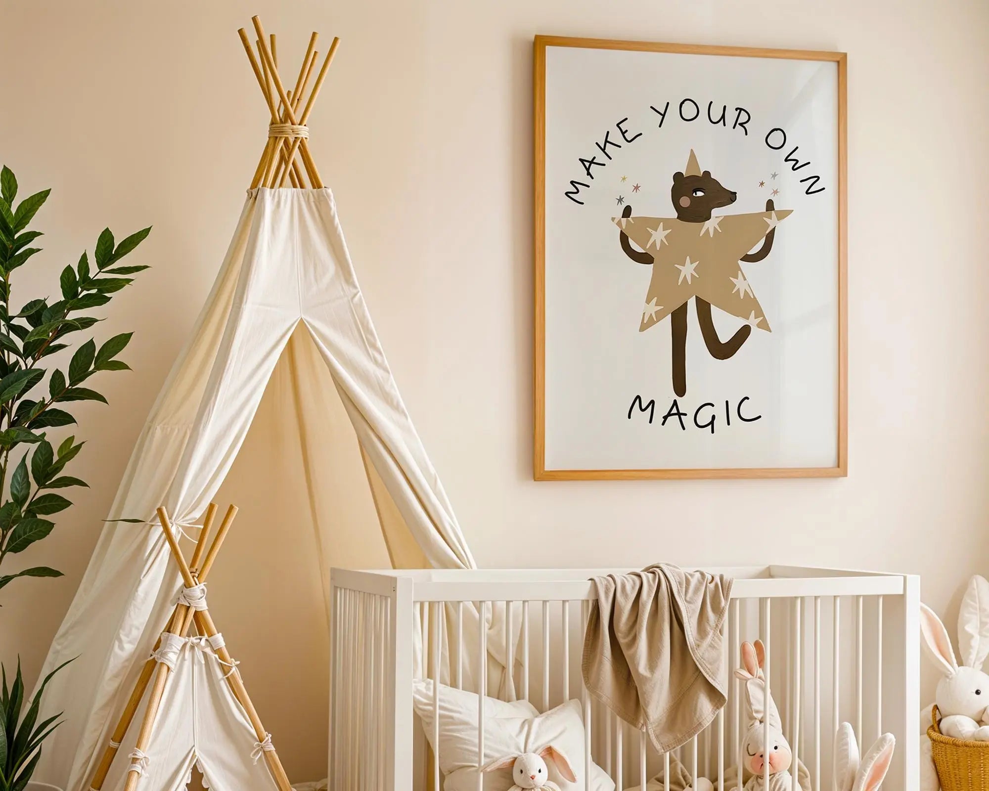Playroom Ideas | Make Your Own Magic Nursery Wall Art | Star Bear Boho Print wall art print, modern home decor, unframed artwork by Nomad & Nest