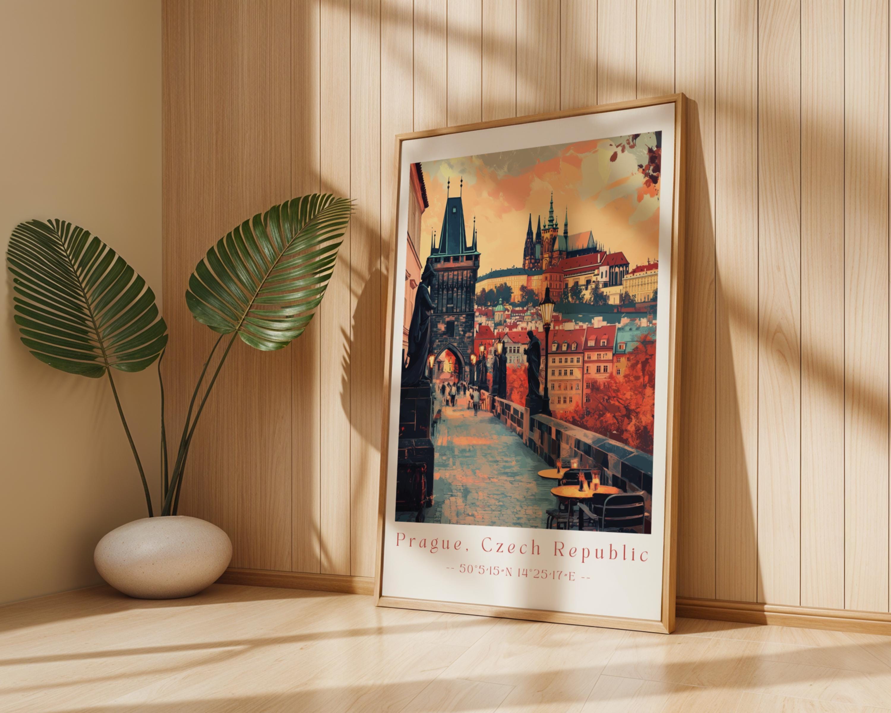 Prague Sunset Print – Charles Bridge, Czech Republic Travel Poster wall art print, modern home decor, unframed artwork by Nomad & Nest