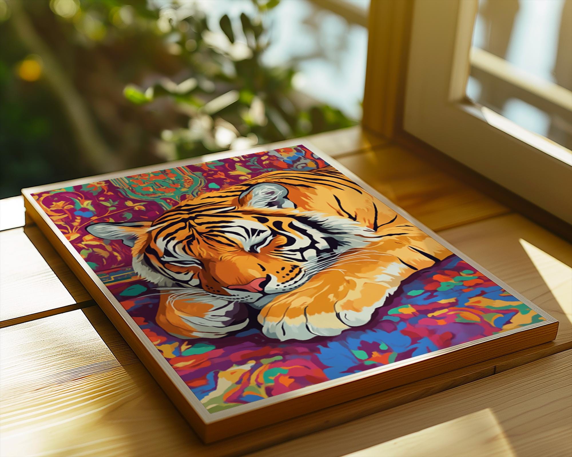 Sleeping Tiger Art Print | Bohemian Jungle Home Decor wall art print, modern home decor, unframed artwork by Nomad & Nest
