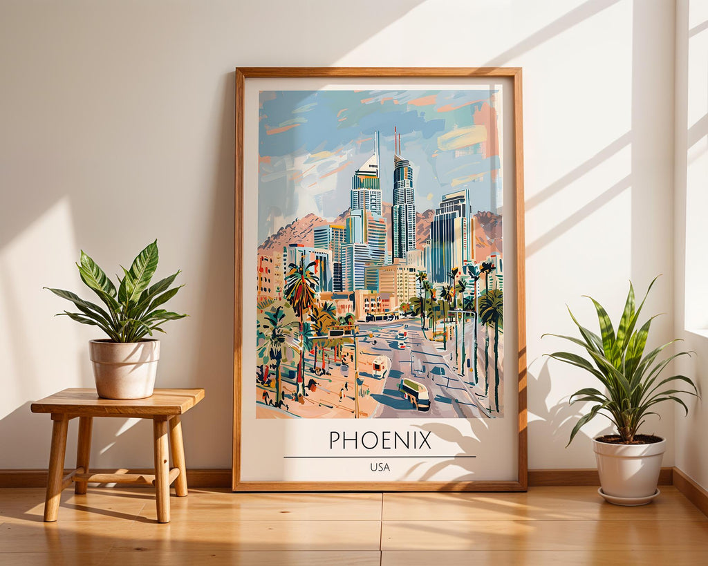Phoenix Arizona Art Print | Desert City Skyline Poster wall art print, modern home decor, unframed artwork by Nomad & Nest