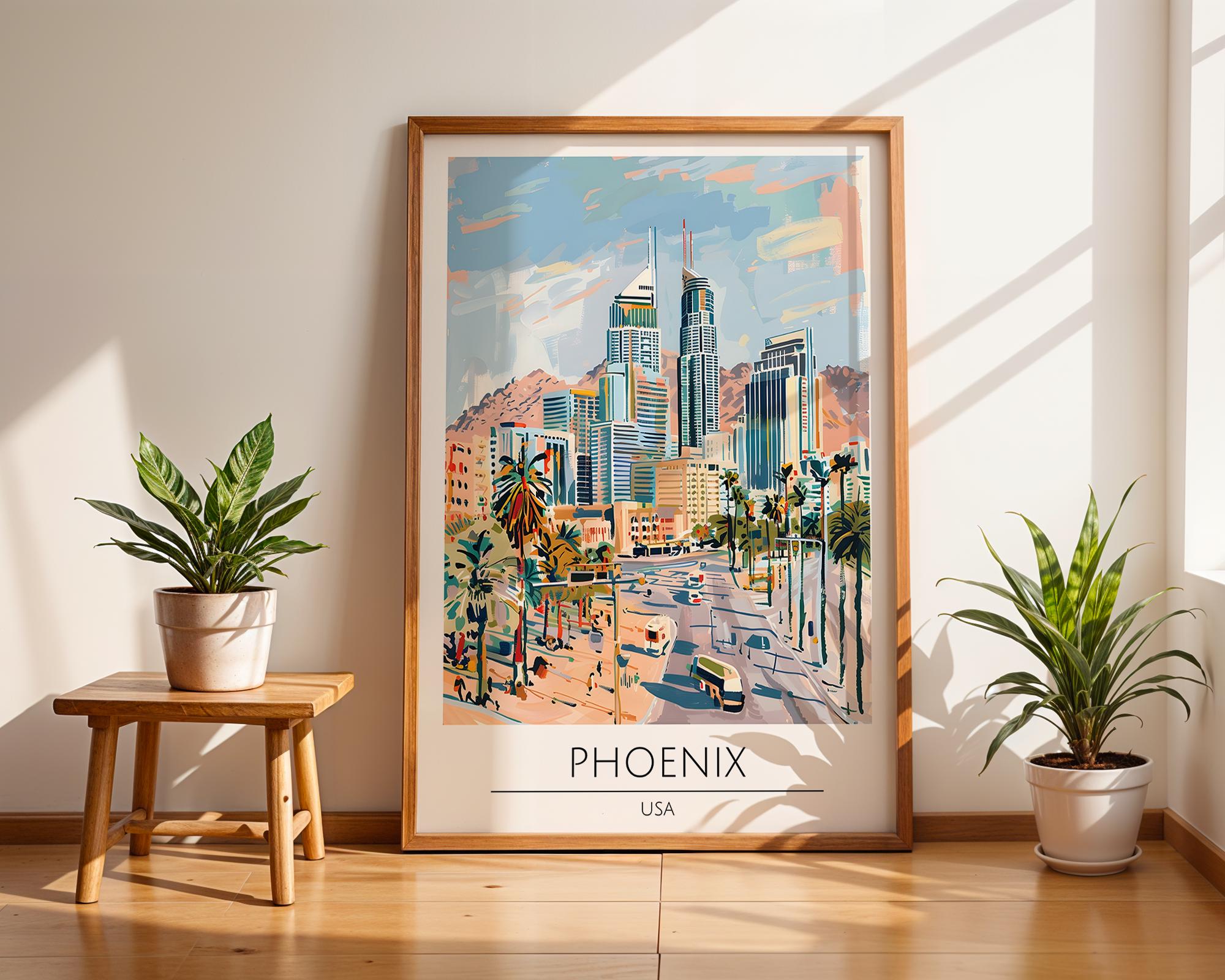 Phoenix Arizona Art Print | Desert City Skyline Poster wall art print, modern home decor, unframed artwork by Nomad & Nest