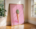 Colourful Prints | Cactus Ice Cream Cone Print | Pink Summer Botanical Art wall art print, modern home decor, unframed artwork by Nomad & Nest