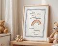 Playroom Ideas | After Darkest Storms Nursery Wall Art | Rainbow Quote Print wall art print, modern home decor, unframed artwork by Nomad & Nest