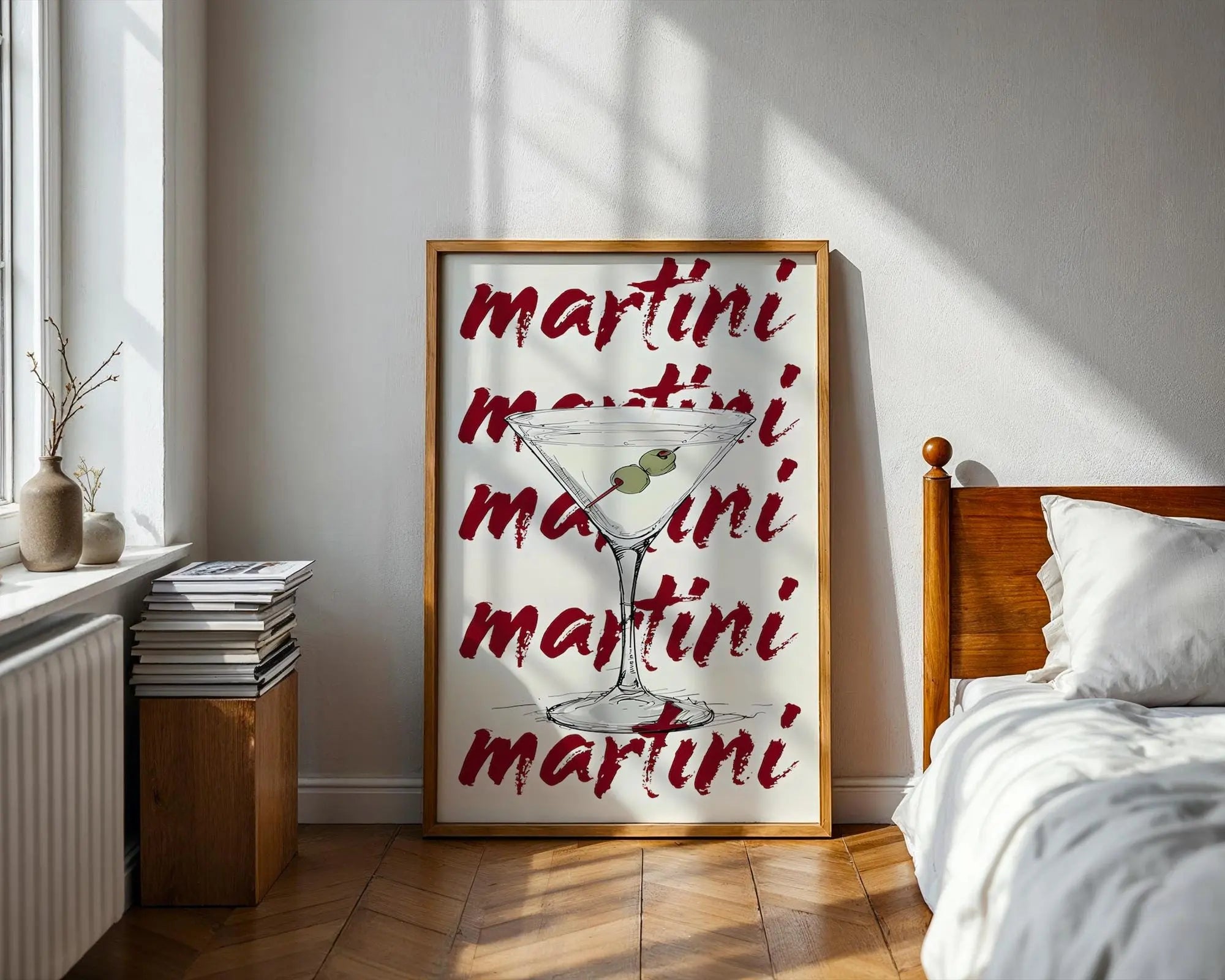 Martini Cocktail Print – Bold Typography Bar Cart Art wall art print, modern home decor, unframed artwork by Nomad & Nest