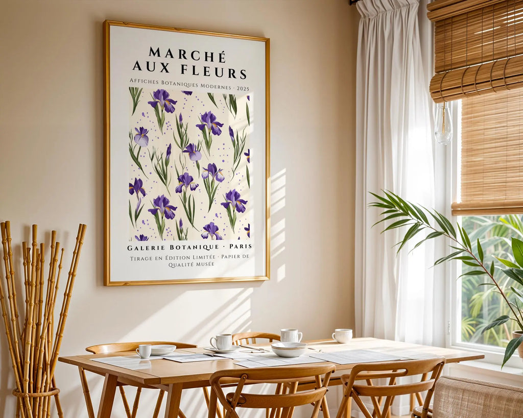 Violet Iris Botanical Art Print | French Floral Poster wall art print, modern home decor, unframed artwork by Nomad & Nest