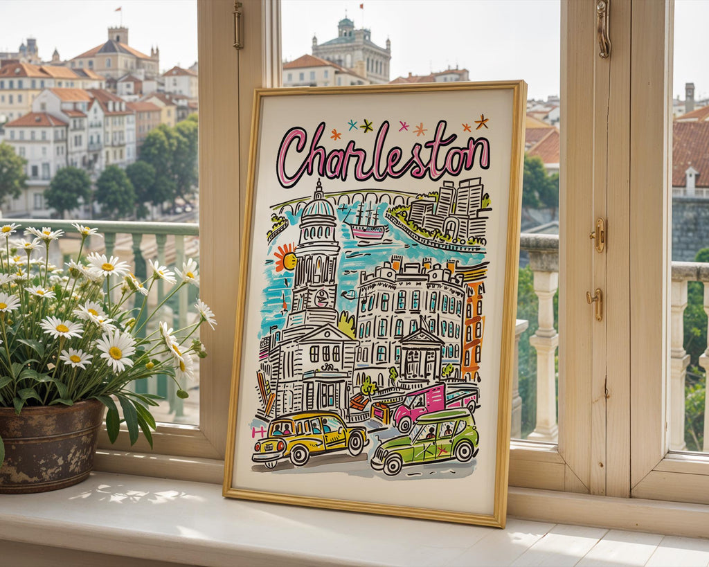 Charleston South Carolina Art Print | Colorful City Travel Poster wall art print, modern home decor, unframed artwork by Nomad & Nest