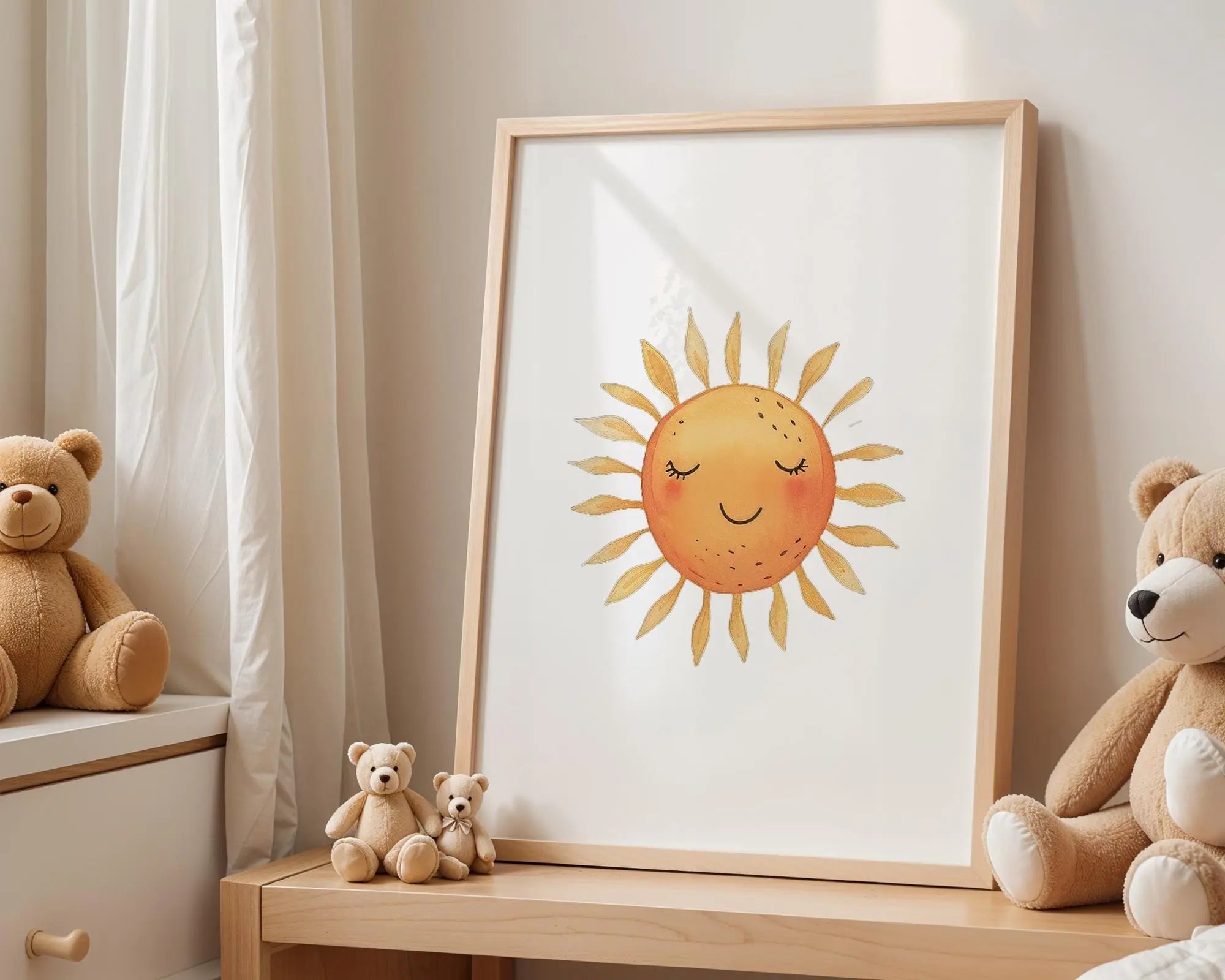 Playroom Ideas | Smiling Sun Nursery Wall Art | Happy Baby Room Decor wall art print, modern home decor, unframed artwork by Nomad & Nest