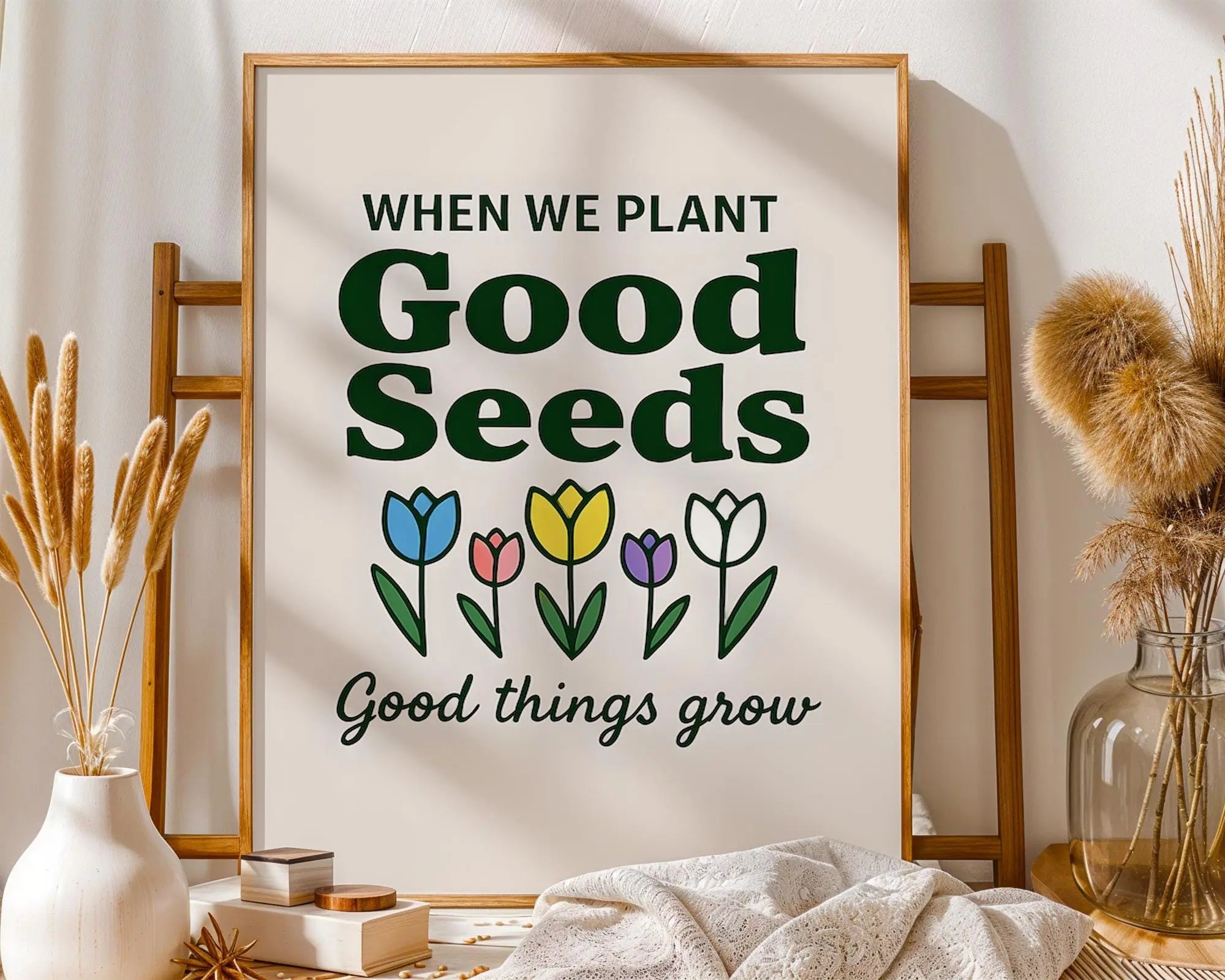 Positive Emotion | When We Plant Seeds Good Things Grow – Garden Quote wall art print, modern home decor, unframed artwork by Nomad & Nest