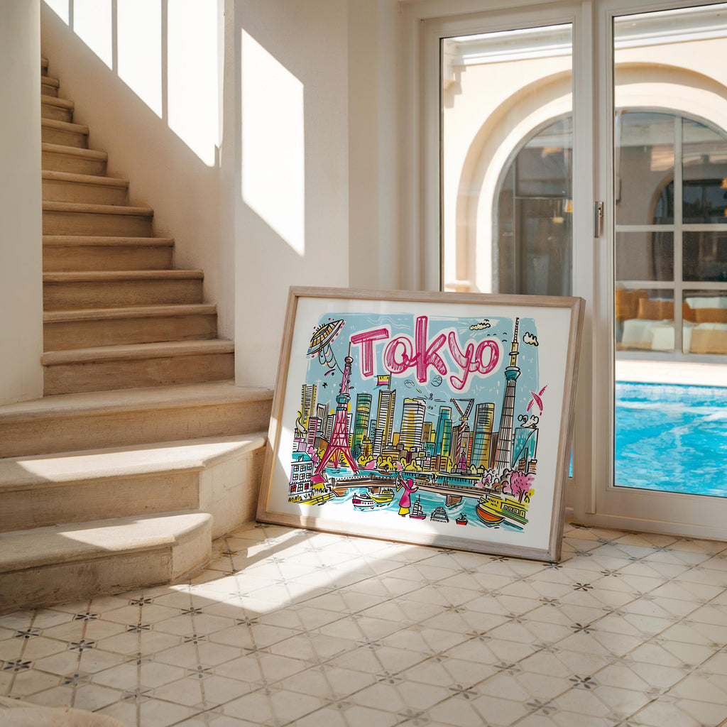 Tokyo Japan Art Print | Colorful Cityscape Poster wall art print, modern home decor, unframed artwork by Nomad & Nest