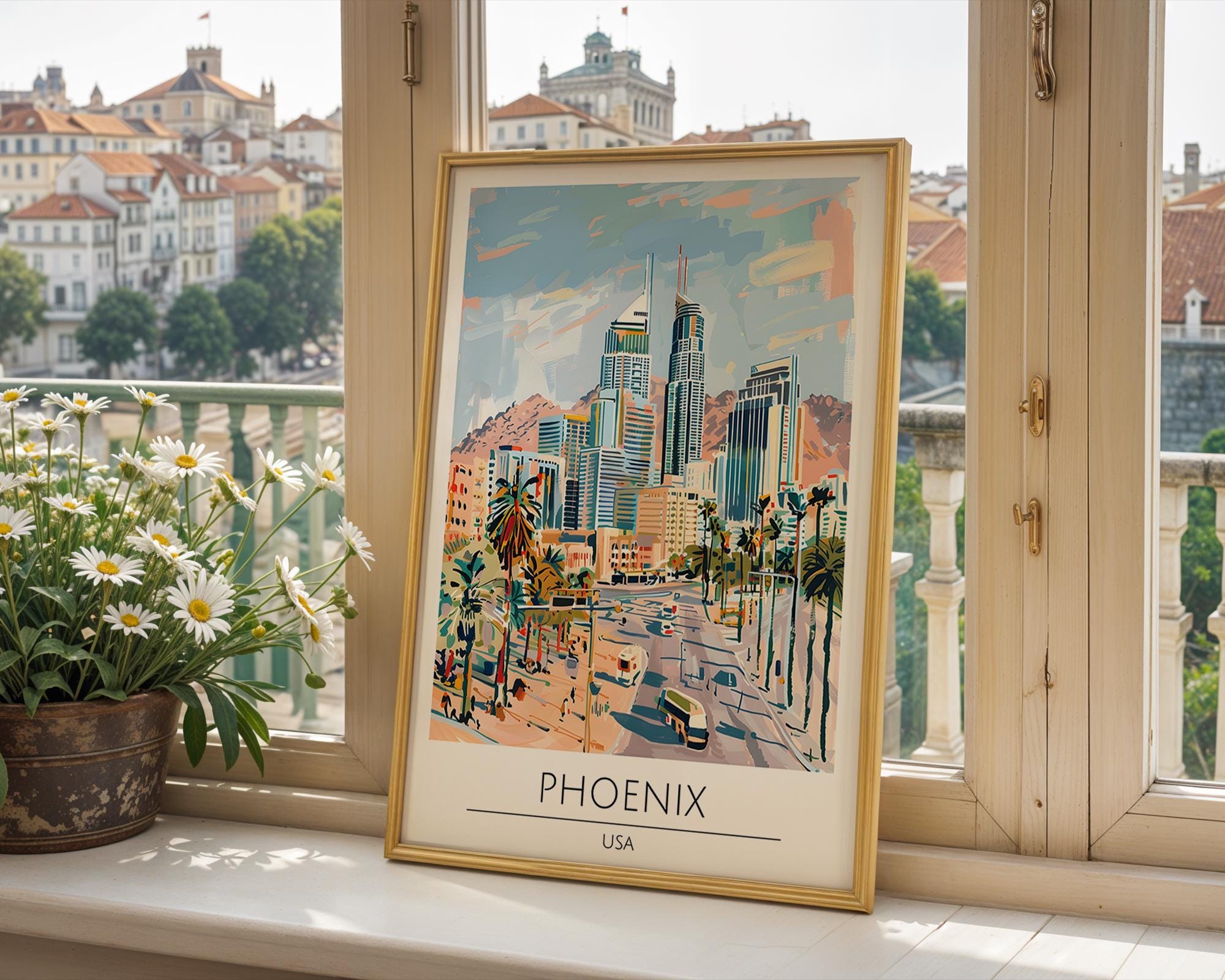 Phoenix Arizona Art Print | Desert City Skyline Poster wall art print, modern home decor, unframed artwork by Nomad & Nest