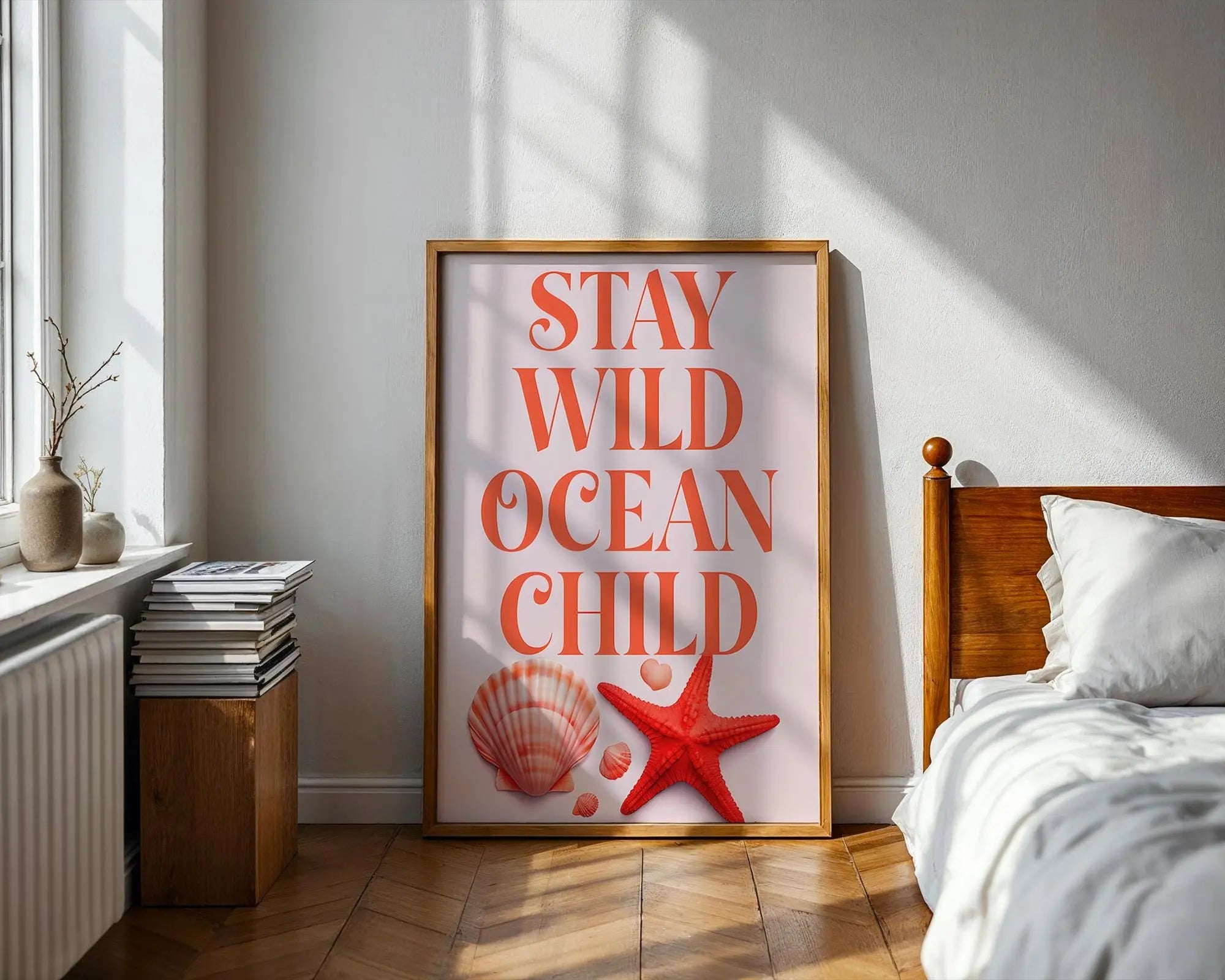 Positive Emotion | Stay Wild Ocean Child Wall Art | Beach Quote Poster | Coastal Lifestyle Decor wall art print, modern home decor, unframed artwork by Nomad & Nest