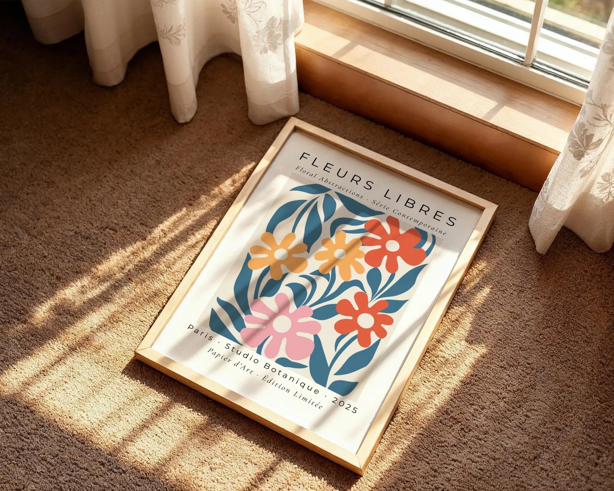 Retro Floral Art Print | Vibrant Botanical Poster wall art print, modern home decor, unframed artwork by Nomad & Nest