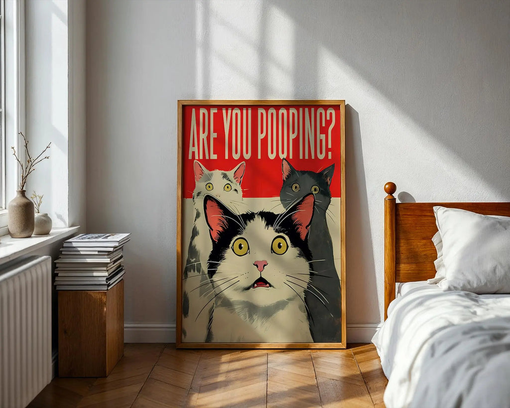 Funny Cat Bathroom Art | Viral Pet Humor Print wall art print, modern home decor, unframed artwork by Nomad & Nest