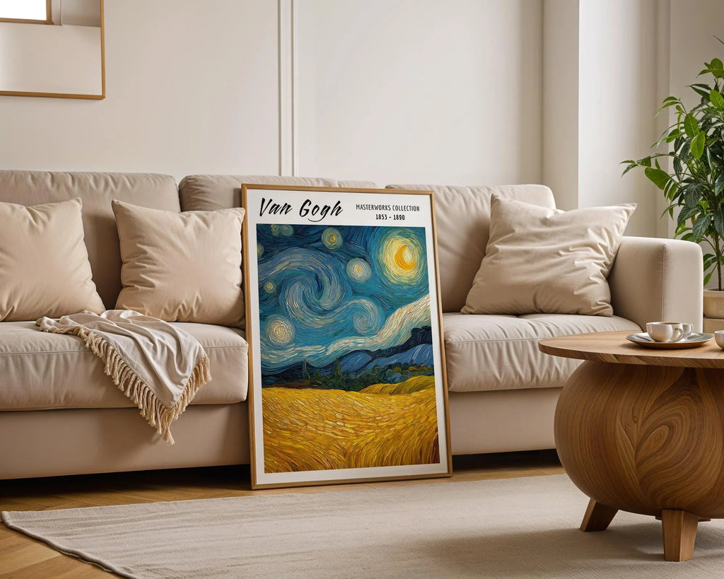 Van Gogh Print | Starry Night Wheatfield  | Impressionist Landscape Poster wall art print, modern home decor, unframed artwork by Nomad & Nest