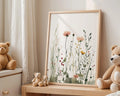 Playroom Ideas | Soft Field Flowers Nursery Art | Minimal Botanical Baby Decor wall art print, modern home decor, unframed artwork by Nomad & Nest