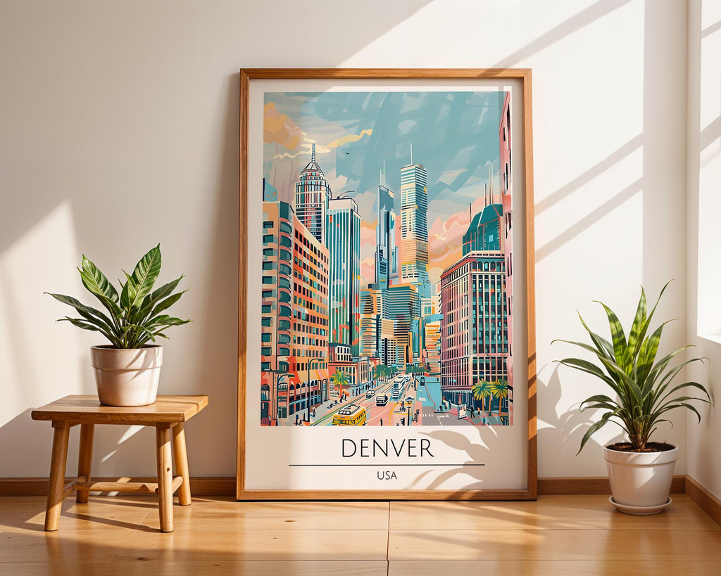 Denver Colorado Skyline Art Print | Modern USA Travel Poster wall art print, modern home decor, unframed artwork by Nomad & Nest