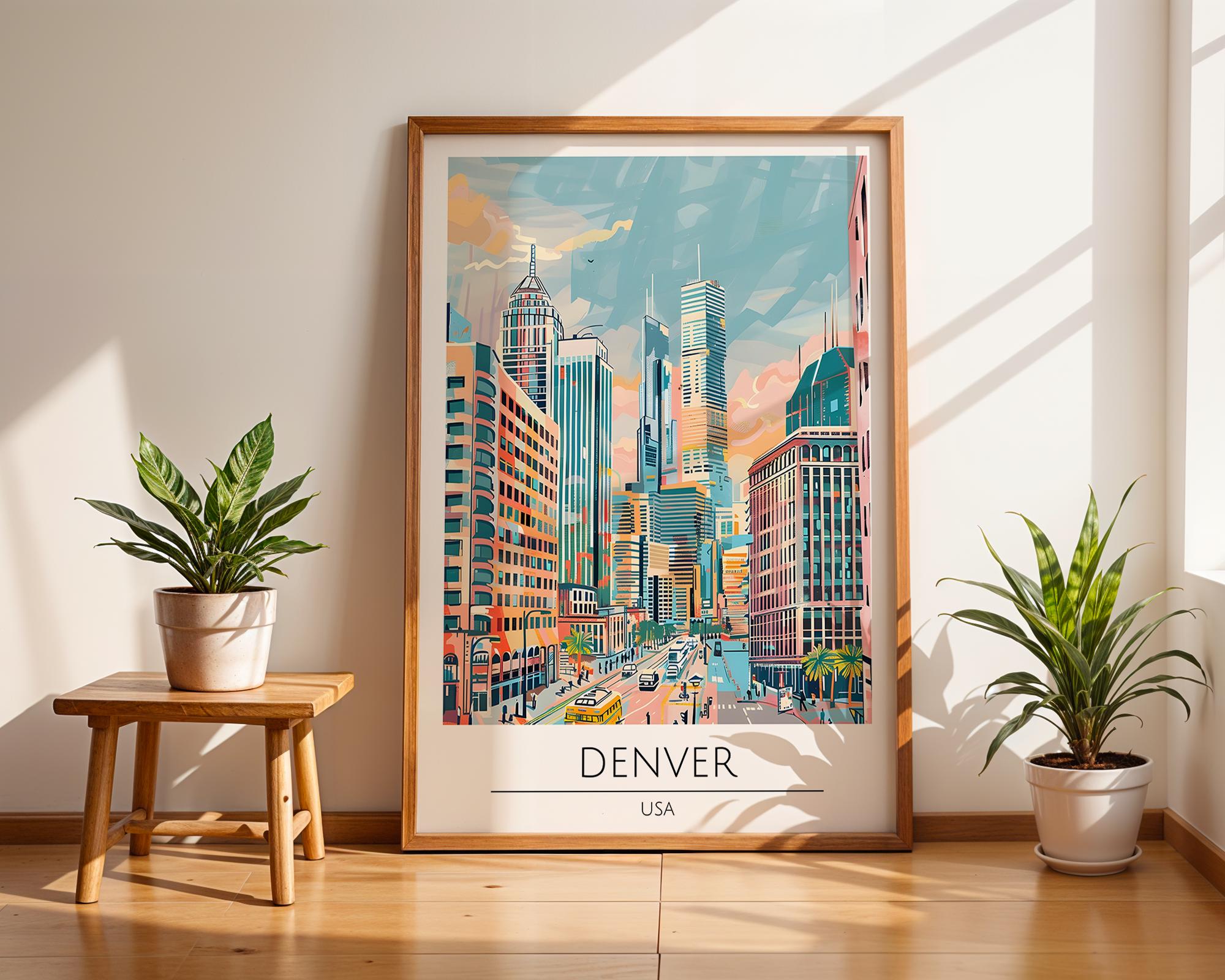 Denver Colorado Skyline Art Print | Modern USA Travel Poster wall art print, modern home decor, unframed artwork by Nomad & Nest