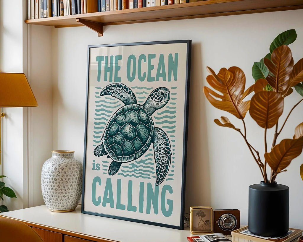 Turtle Wall Art Print | Coastal Marine Life Decor wall art print, modern home decor, unframed artwork by Nomad & Nest