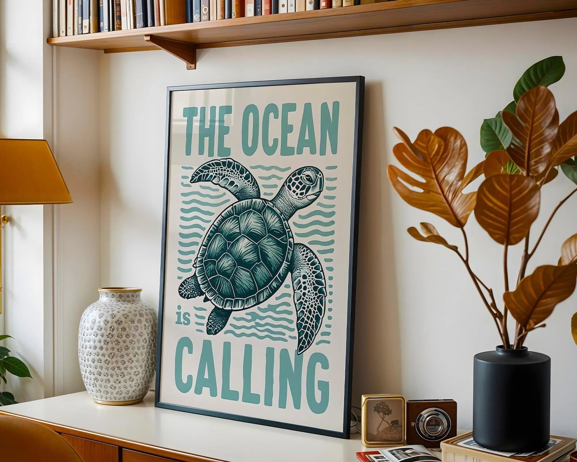 Turtle Wall Art Print | Coastal Marine Life Decor wall art print, modern home decor, unframed artwork by Nomad & Nest