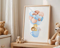 Safari Animal Balloon Cup Nursery Print | Playroom Wall Art wall art print, modern home decor, unframed artwork by Nomad & Nest