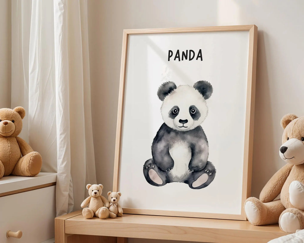 Playroom Ideas | Panda Nursery Wall Art | Neutral Animal Baby Illustration wall art print, modern home decor, unframed artwork by Nomad & Nest